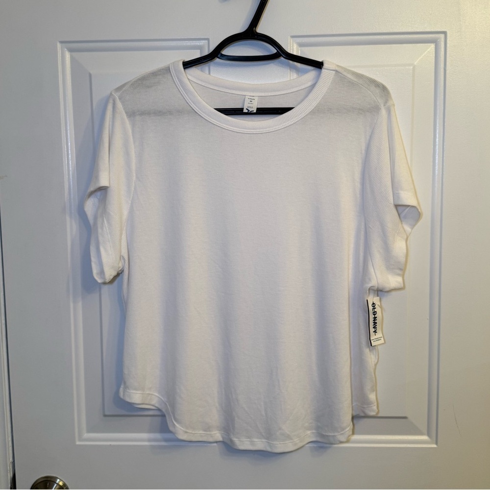 Old Navy White Boxy Short Sleeve Tee